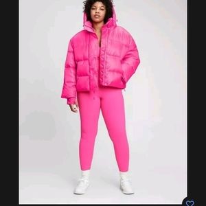GAP magenta cropped puffer jacket